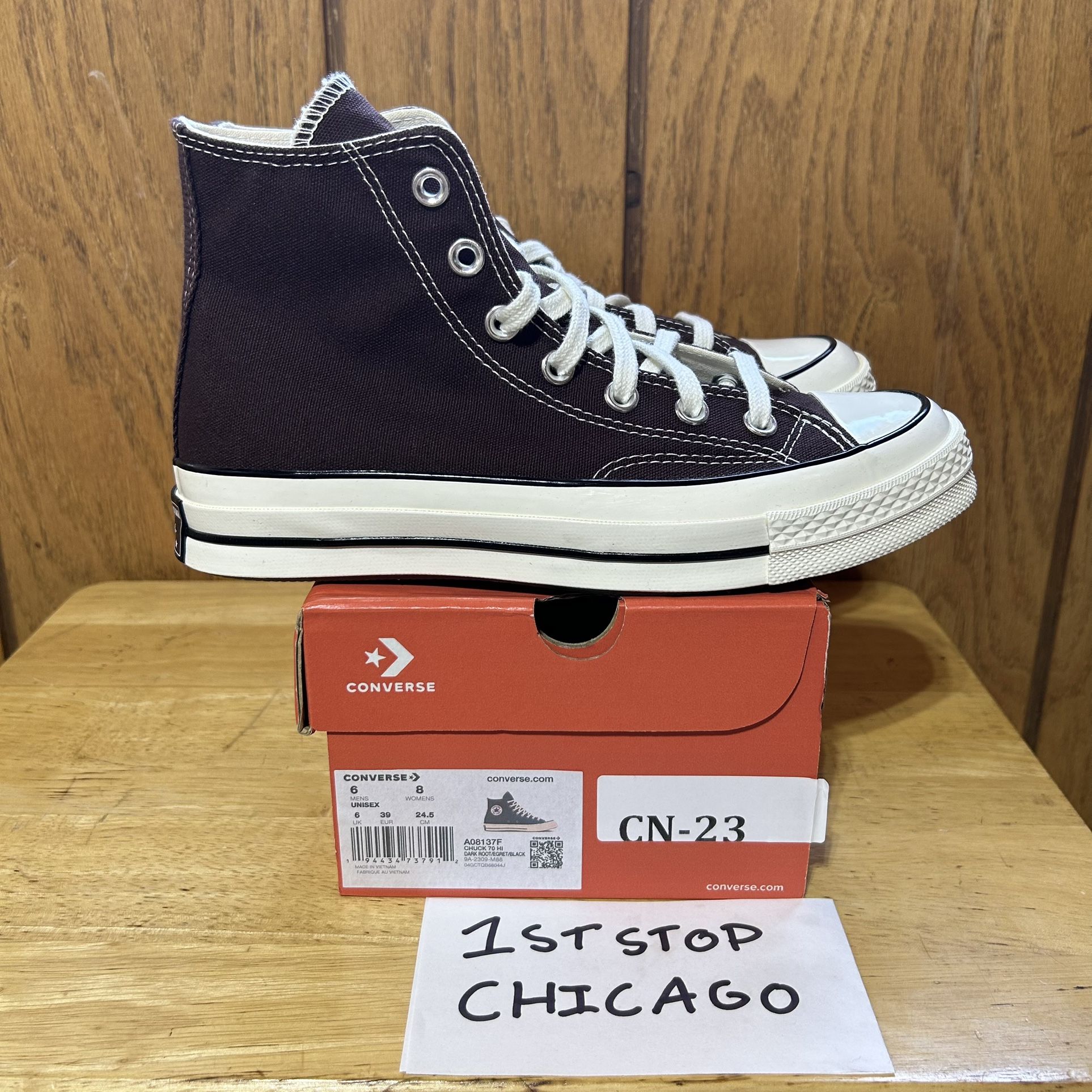 Converse Chuck 70 Hi Dark Root Brown Egret A08137F Men’s Size 6 Women’s 8 NEW