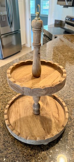 Magnolia Antiqued Wood Tiered Riser