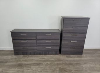 Gray Wood Dresser and Chest of Drawers Set - Cómoda Y Gavetero