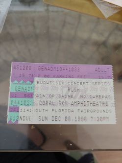 1996 Rush coral sky ticket stub