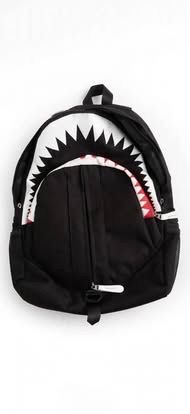 Shark Mouth Backpack - Black with Teeth - Streetwear Bookbag