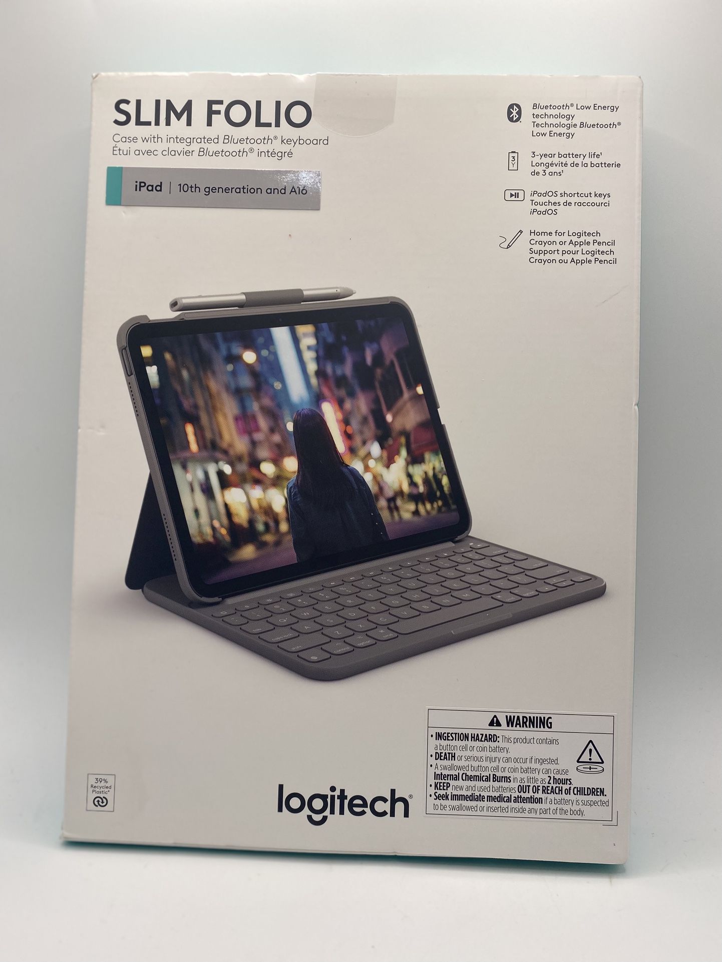 Slim Folio Keyboard Case for Apple iPad (10th Gen ), Bluetooth, Wireless