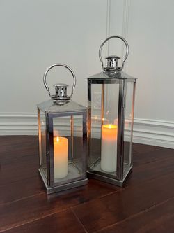 Chrome Lanterns with Candles Pier One