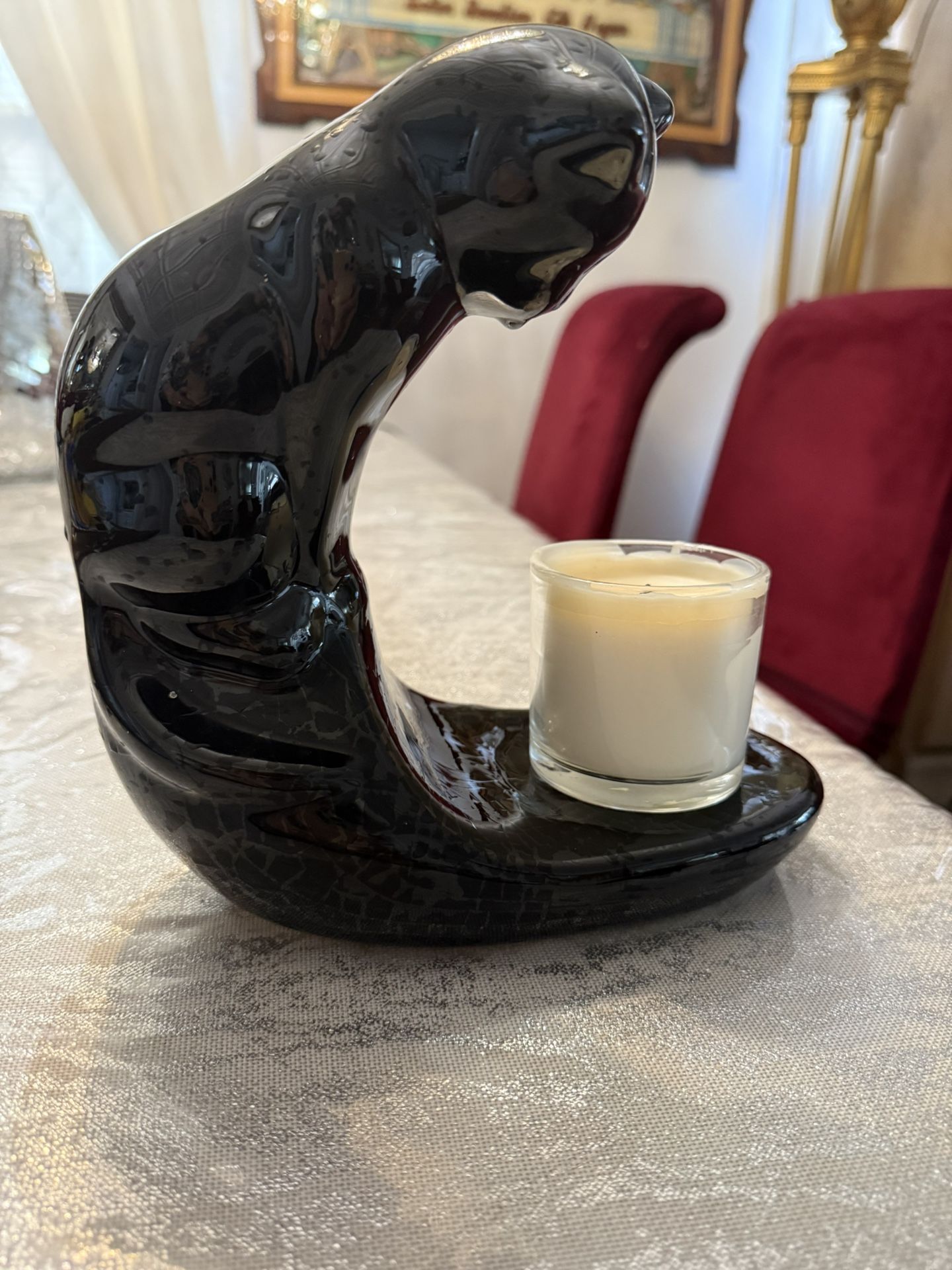 Ceramic Black Candle Or Flowerpot  Holder