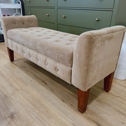 Lovely Studio Mcgee Style Tufted Velvet Bench Ottoman With Storage