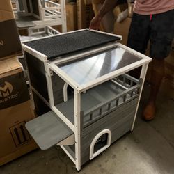 🐈 Gray Or Brown Mcombo Wooden Cat House Brand New in Box 0509 