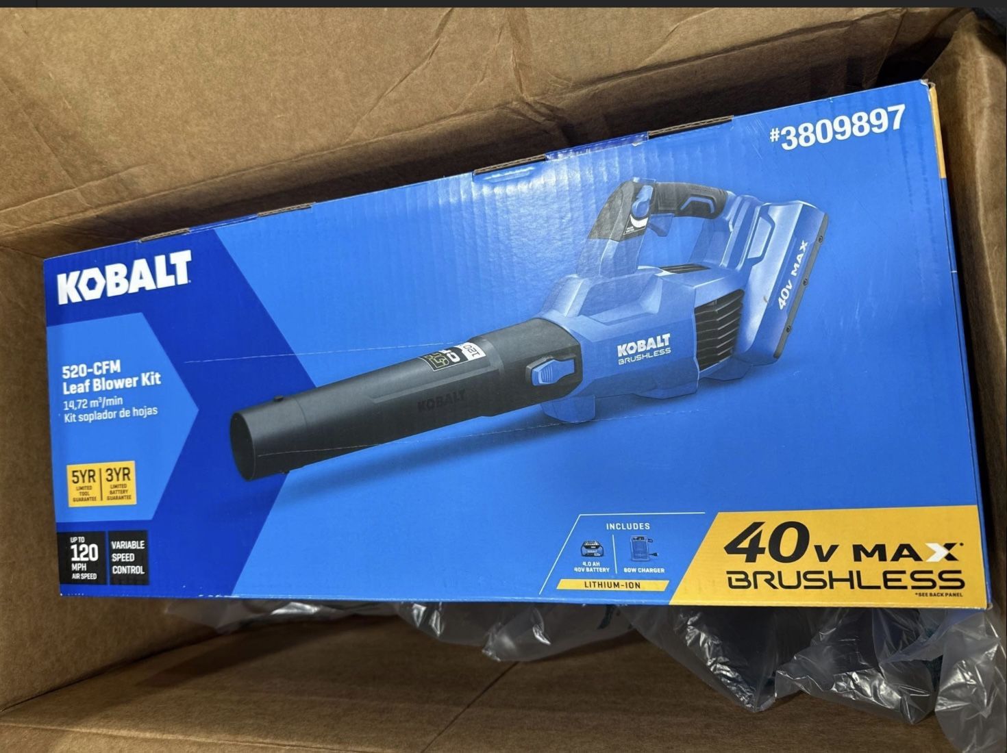 Kobalt Gen4 40-volt 520-CFM 120-MPH Battery Handheld Leaf Blower 4 Ah (Battery and Charger Included)