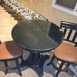 Hardwood Glass Top Table - 2 Chairs