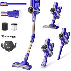 Cordless Vacuum Cleaner, 180° Bendable Wand Stick Vacuum Cleaners with LED Touch Screen, 8-in-1 Lightweight Rechargeable Vacuum with 1.5L Dust Cup for