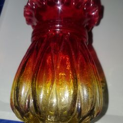 Amberina Ruffled Vase 