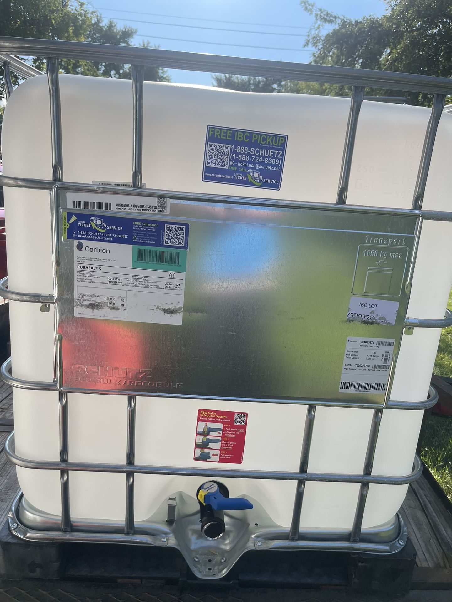 275 gallons Food grade totes