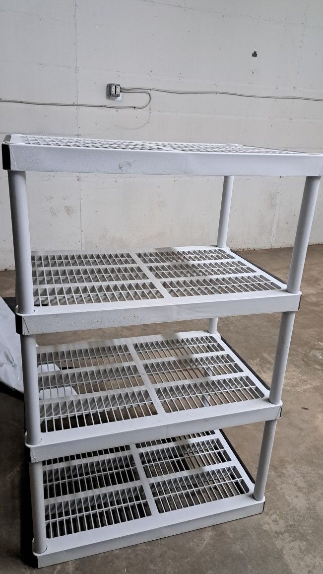 HDX 4-Tier Easy Assembly Multi-purpose Plastic Garage Storage Shelving Unit in Gray (28 in. W x 52
