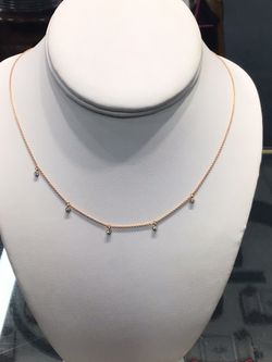 18k Rose Gold Diamond Choker Necklaces 18”