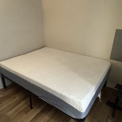 Queen Bed Setup – Amazon Memory Foam Mattress + Zinus Frame (Like New)