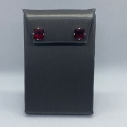925 Sterling Silver Red Stone Earrings