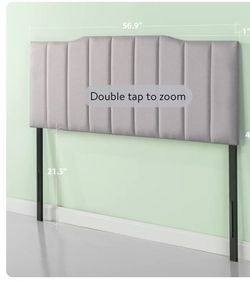 Zinus Satish Upholstered Metal Headboard, Light Grey, Full