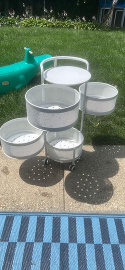 White 4 tier rotating cart