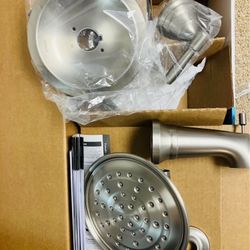 Mornings Brushed Nickel Shower and Bath Fixtures