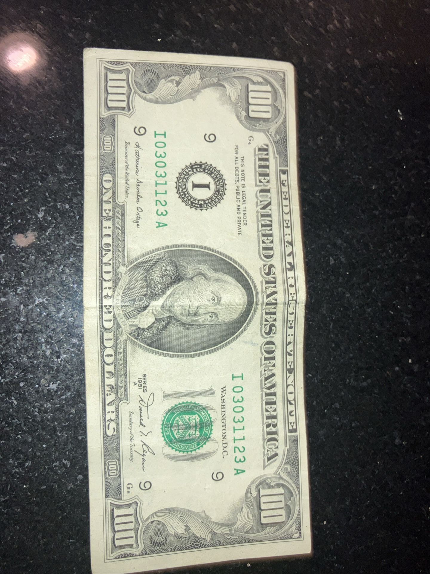 1981 A 100$ Bill 