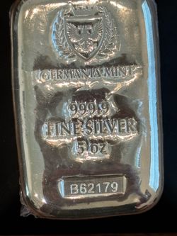 5 oz Germania Mint .999 Fine Silver Poured Bar Bullion