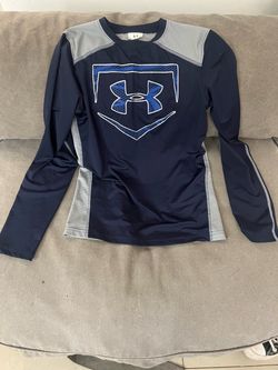 Under Armour boys, long sleeve blue and gray shirt like new