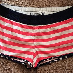 Hurley Patriotic Red/White/Blue Striped Shorts