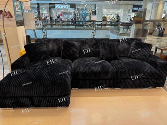 Black Sectional Sofa Corduroy NEW Finance Available 