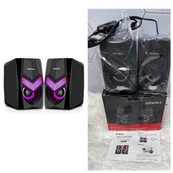 Computer Speakers, RGB Gaming Speakers, 2.0 Channel PC Computer Stereo Speaker with Colorful LED Light and Easy-Access Volume Control, USB Powered and