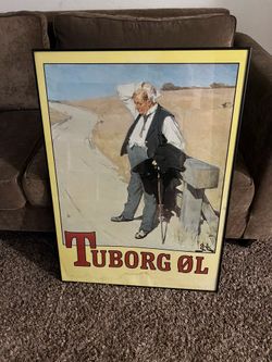 Vintage poster 33.5x24.5 TUBORG DANISH BEER THIRST MEN