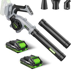 Electric Cordless Leaf Blower with 2 Batteries and Charger, 3 Speed Modes & 3 Blowing Nozzles, 20V Battery Powered Mini Leaf Blowers