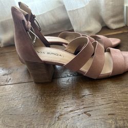 Via Spiga Pink Suede Block-Heeled Pumps Size 10.5