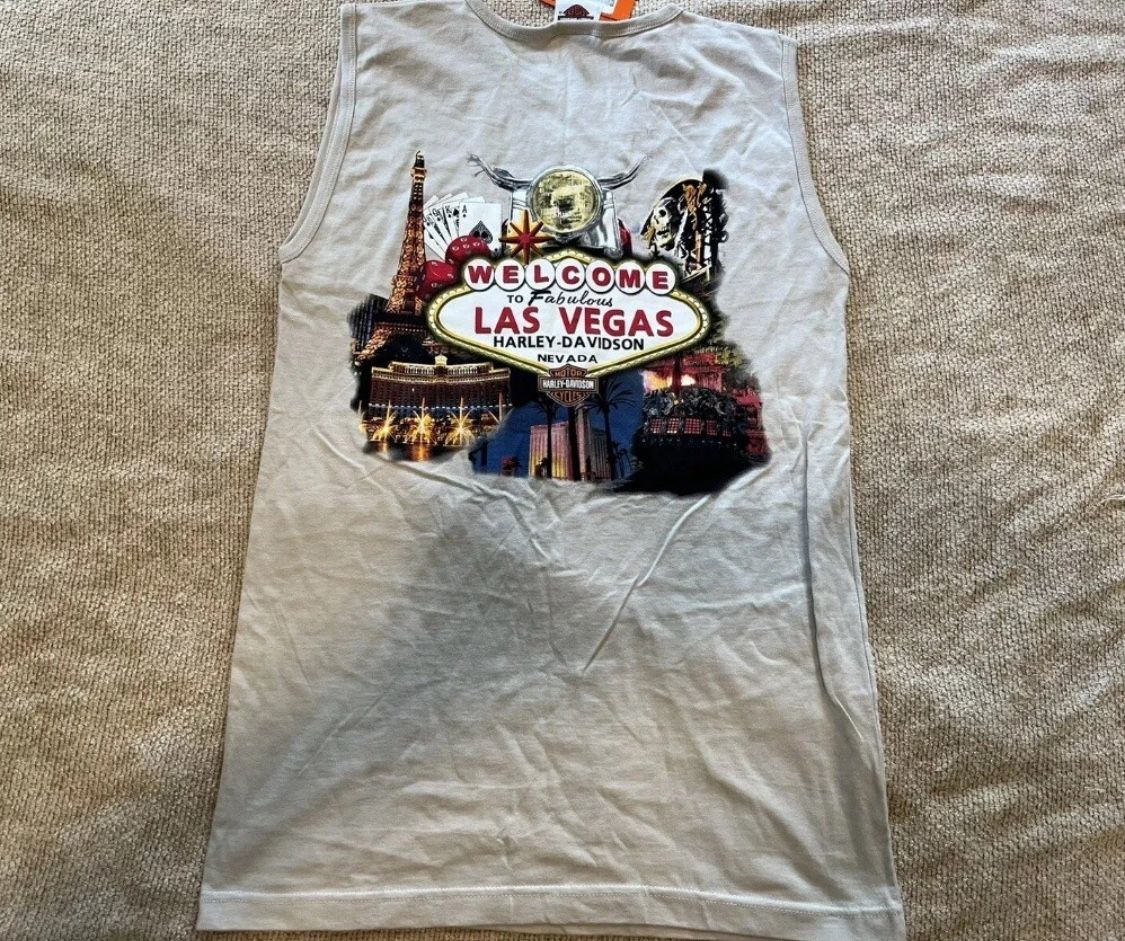 Harley Davidson Tank Muscle Sleeveless Shirt Top Las Vegas Men Medium New Y2K
