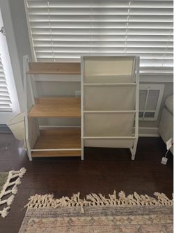 White Wood Fabric Kids Bookcase Storage Shelf