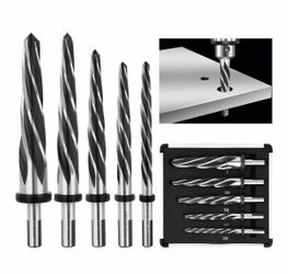 Chucking Reamer Set High Speed Steel (HSS) - 5-Piece Spiral Flute for Metal, Wood & Plastic - Precision Drill Bit for Bridge Construction, Existing Ho