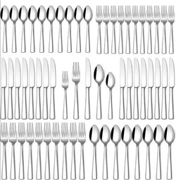 Stapava 60 Piece Silverware Set, Food-Grade Stainless Steel Flatware Sets for 12 Mirror Polished Cutlery Utensil Sets Include Dinner Knives Spoons and