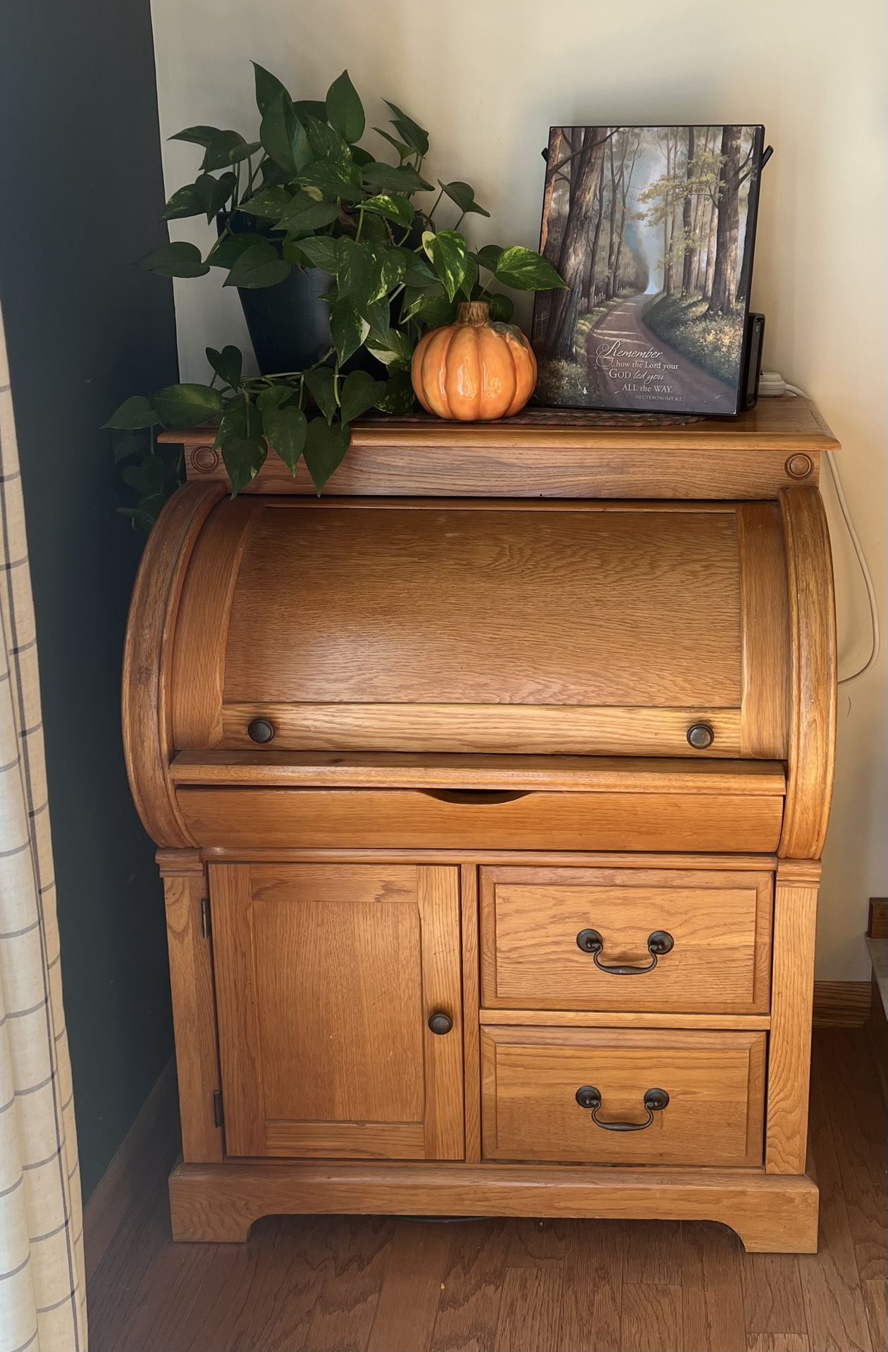 Oak Barrel Secretary Desk