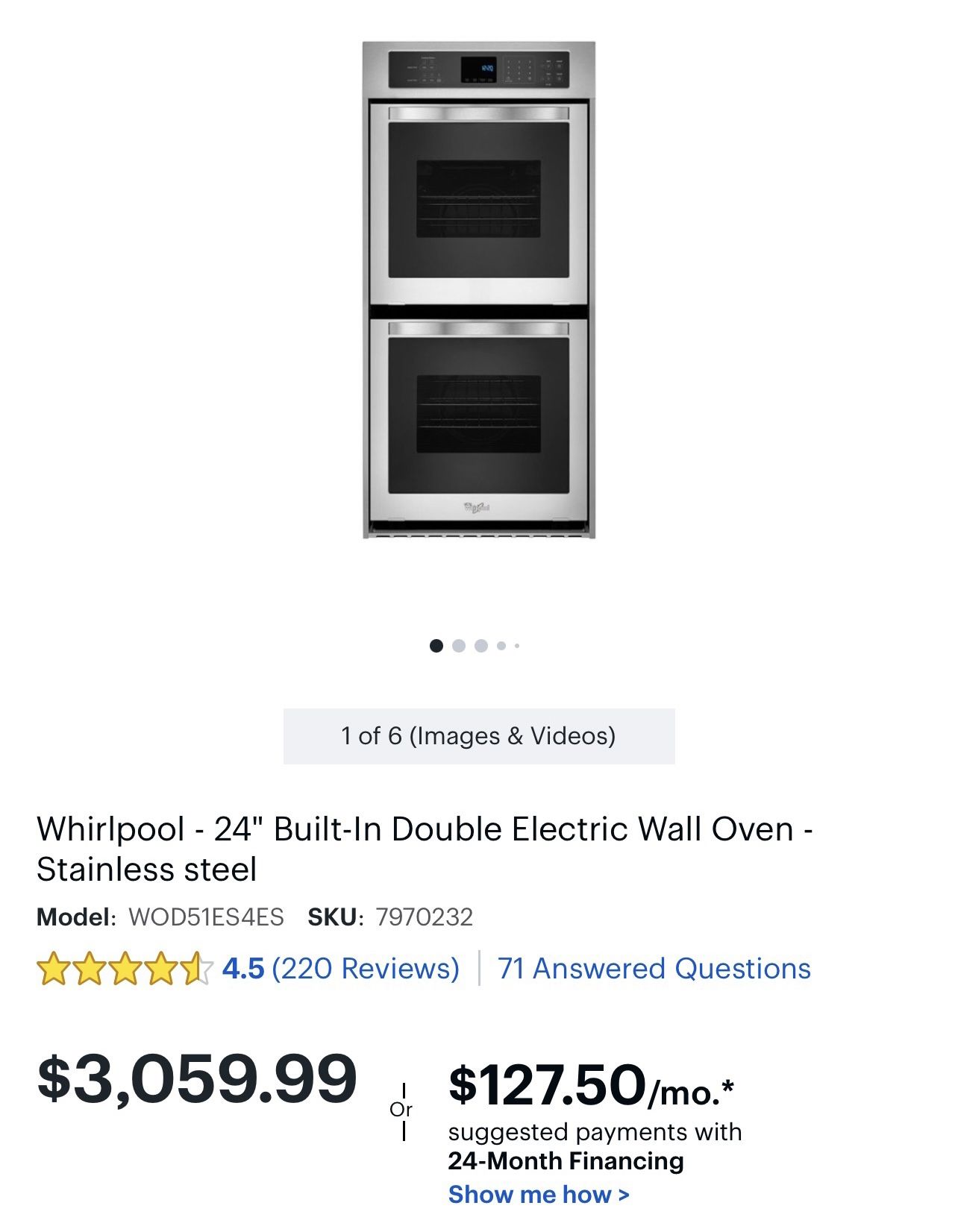 Whirlpool - 24" Built-In Double Electric Wall Oven - Stainless Steel
