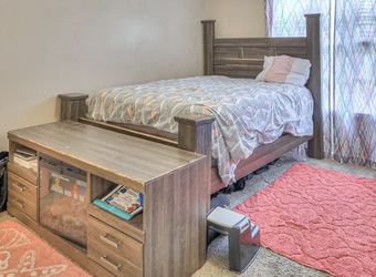 Cozy & Stylish Bedroom Deal – Bed Frame + Dresser w/ Electric Fireplace + Storage Dresser for ONLY $345! 🔥 