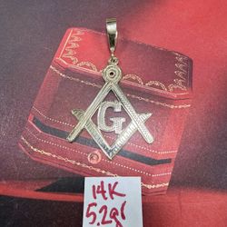 For Wedding 14K Yellow Gold Masonic Pendant 5.2Gr