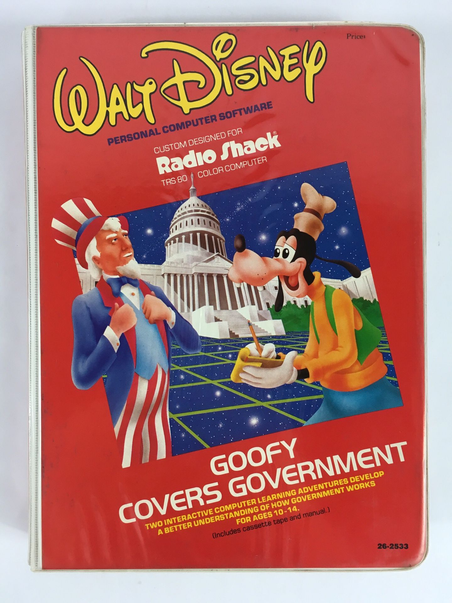 Tandy TRS 80 Walt Disney Goofy Covers Government Software Cassette Format CIB