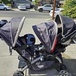 Double Stroller With Car seat And Base