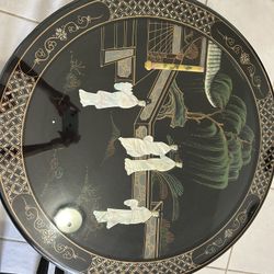 Asian Black Lacquer Mother of Pearl Tea Table