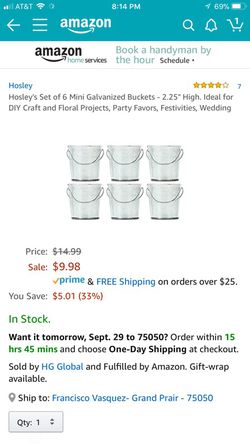 Hosley's Set of 6 Mini Galvanized Buckets - 2.25" High. Ideal for DIY Craft and Floral Projects, Party Favors, Festivities, Wedding