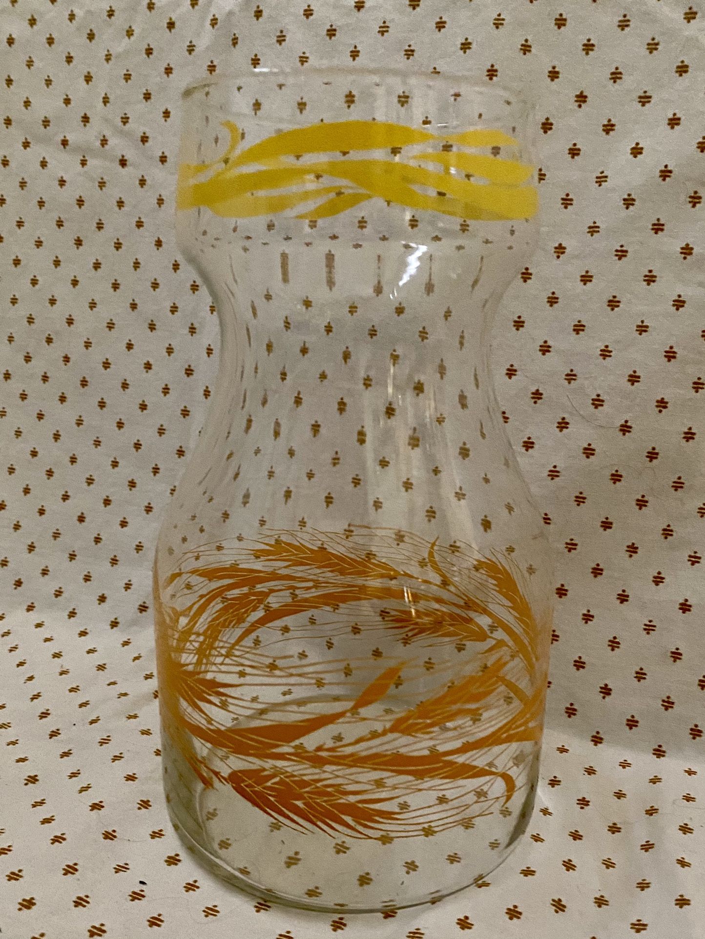 Vintage Mid Century Modern Wheat Grass Glass Carafe