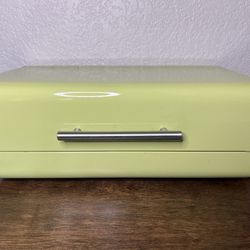. Retro Green Metal Bread Box Trinket Box