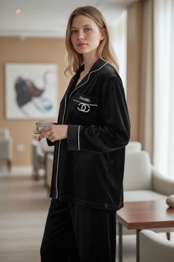 Black velvet pajama top