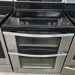 5 Burner Stainless Glass Top Stove With 2 Ovens 