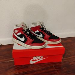 Air Jordan 1 Mid 'Gym Red Black Size 8.