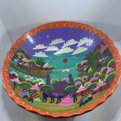 Vintage Mexican Pottery 13.5” Hand Painted