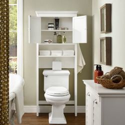 2 Door Space Saver Bathroom Storage Cabinet In White.  24.5 Inches White. Extra Shelf